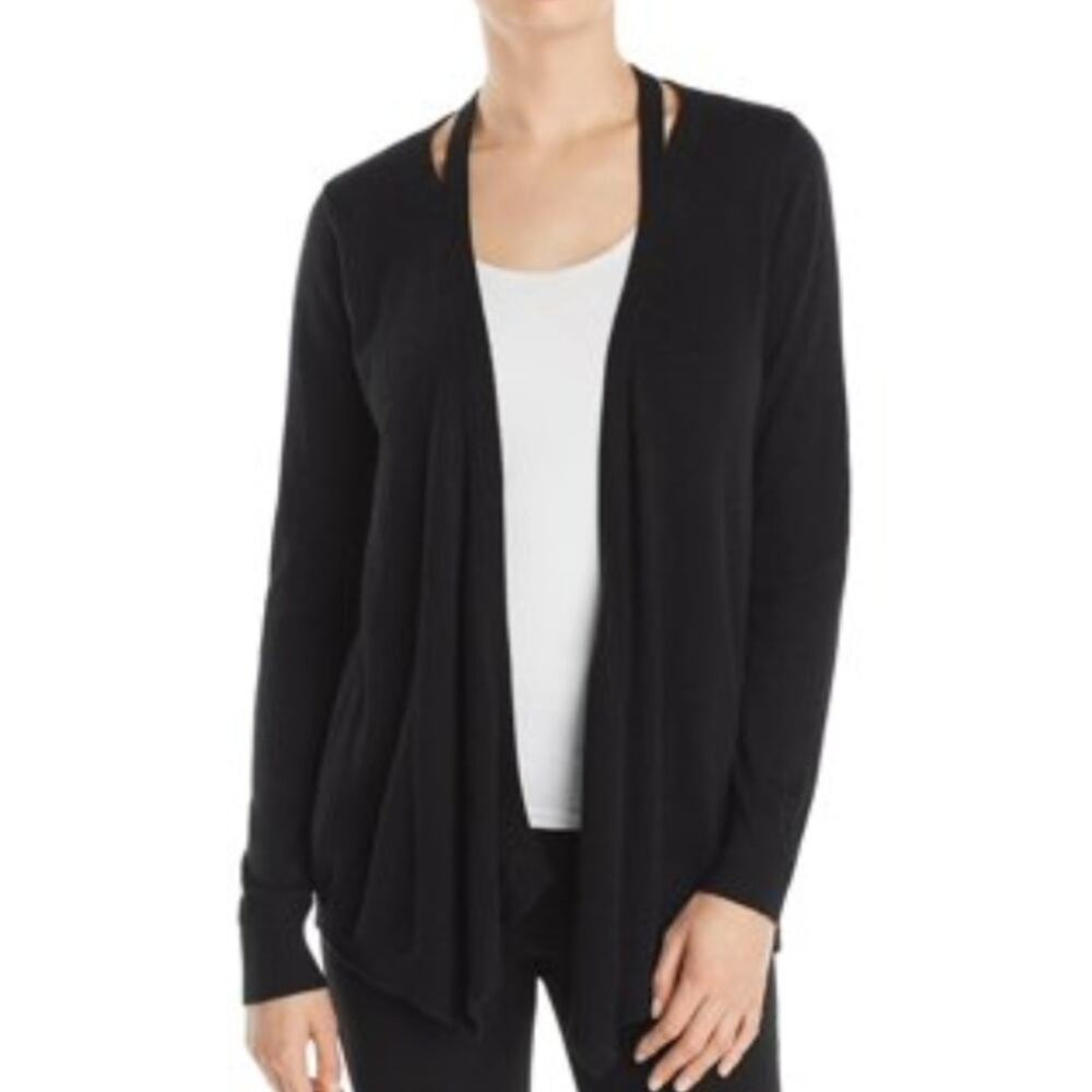Marled Reunited Hi-Low Cut Out‎ Neck Black Cardigan